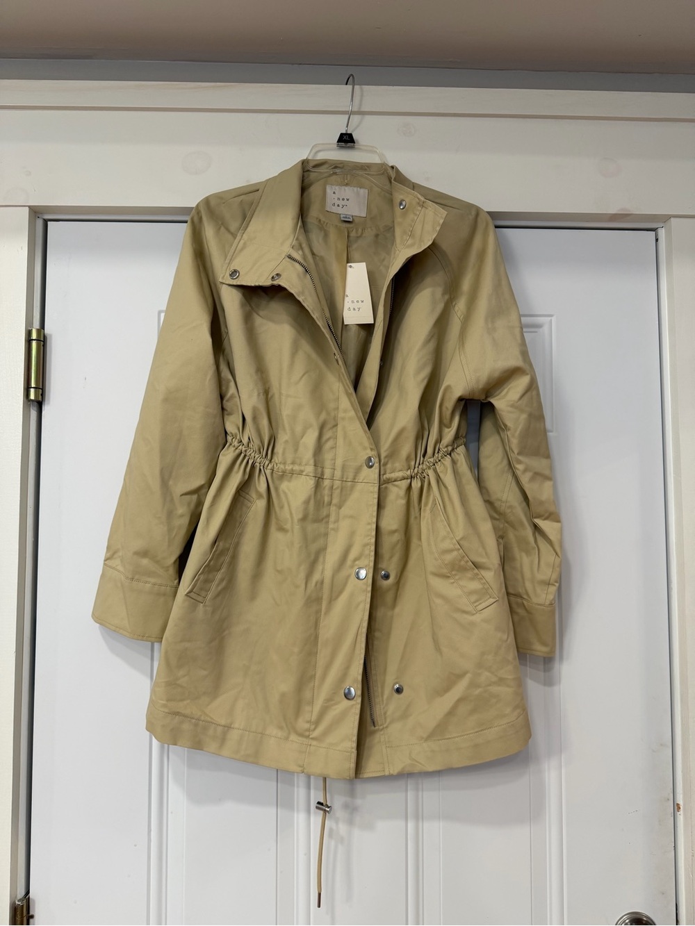 a new day Khaki Drawstring Waist Trench Coat